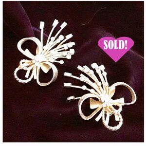 Sarah Coventry Vintage Mid Century Large Goldtone Rhinestone Earrings